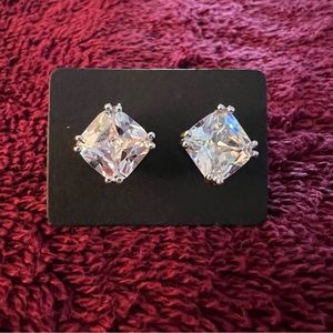 STERLING SILVER 1 CARAT CUBIC ZIRCONIA STUD EARRINGS